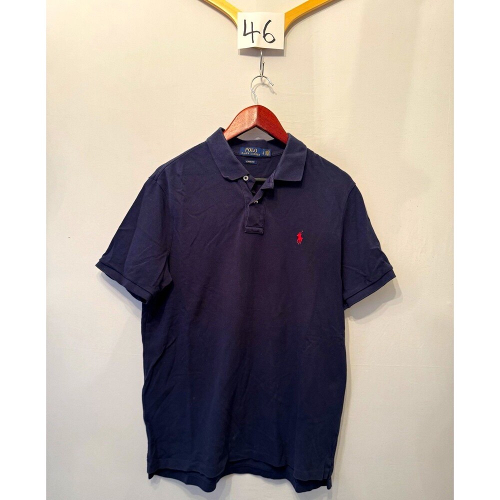 Polo Ralph Lauren Men’s L Navy Classic Fit Cotton Knit Polo Emb Logo Golf